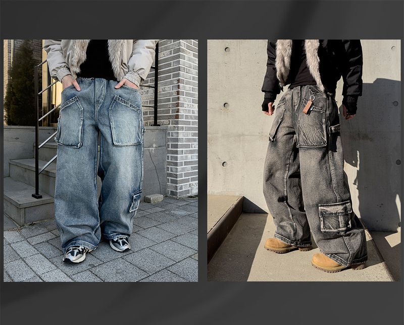 Morik Utility Pocket Wide Denim Pants
