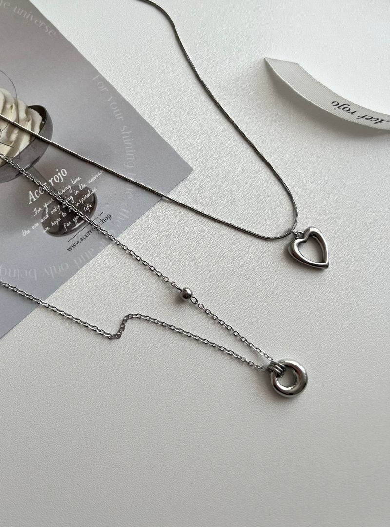 Hui Space Heart Stainless Steel Snake Strap Coin Layered Necklace