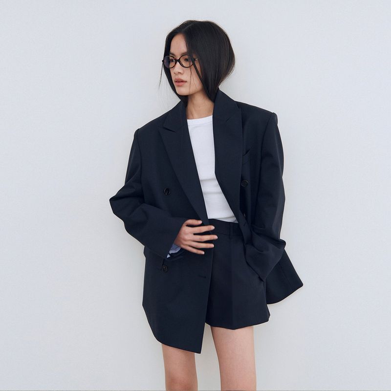 Classic Tailored Double Breasted Jacket_Navy