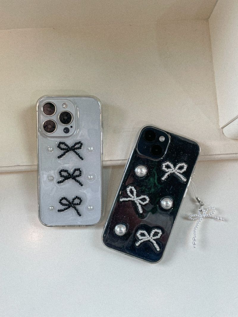 [made] Pearl Ribbon Ballet Core Glitter Resin Cell Phone Case