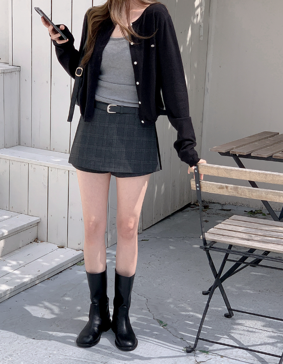 SHOPPERLAND(ショッパーランド)の「Classic Check Mini Skirt Pants + Belt Set (2color)(Skirts)」
