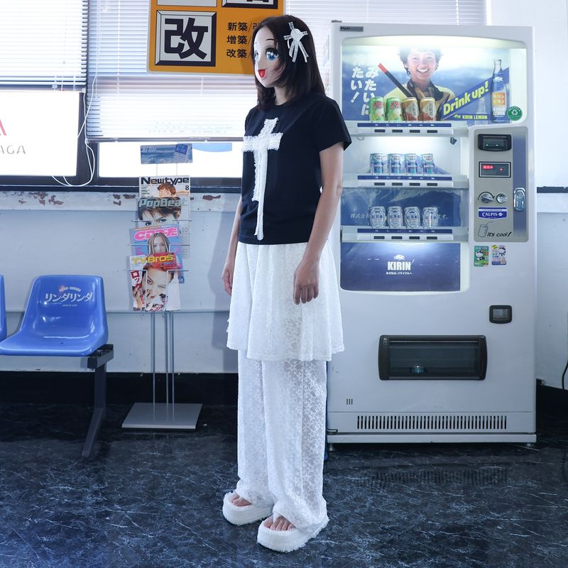 シアー スター スカート パンツ - ホワイト