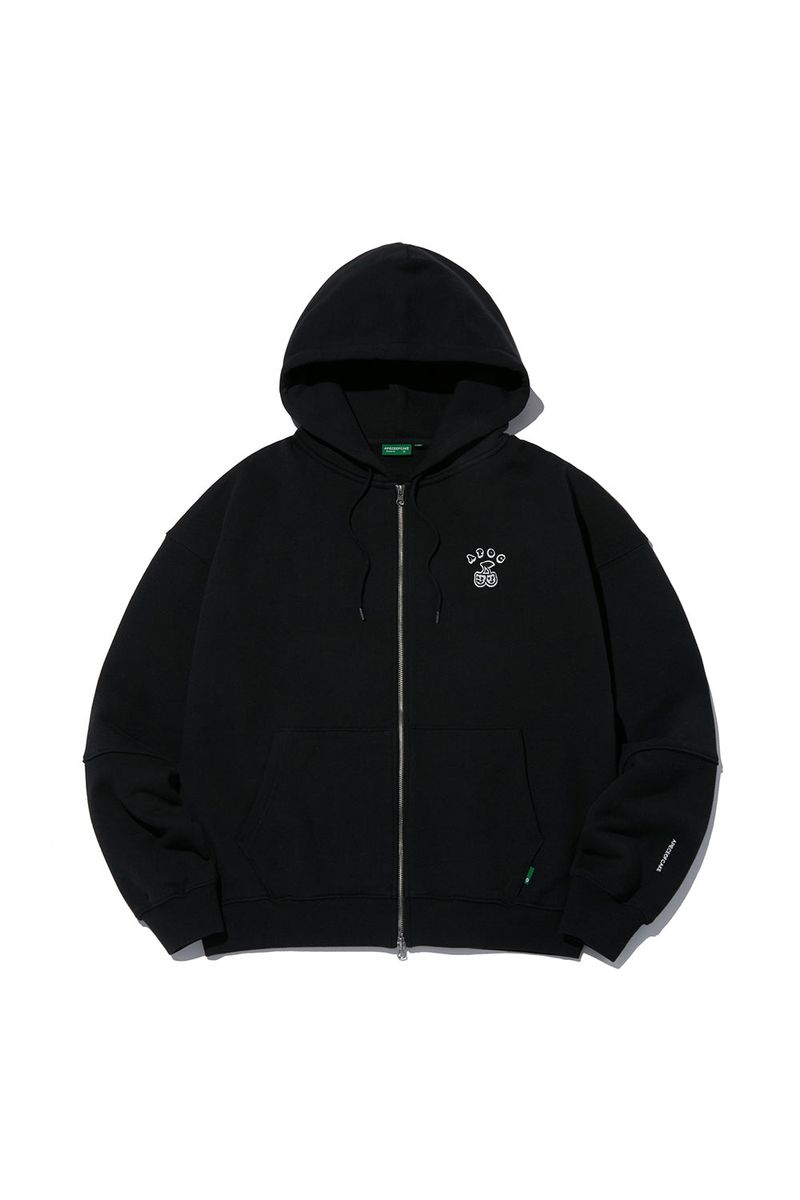 Cherry Bear Hood Zipup_Black