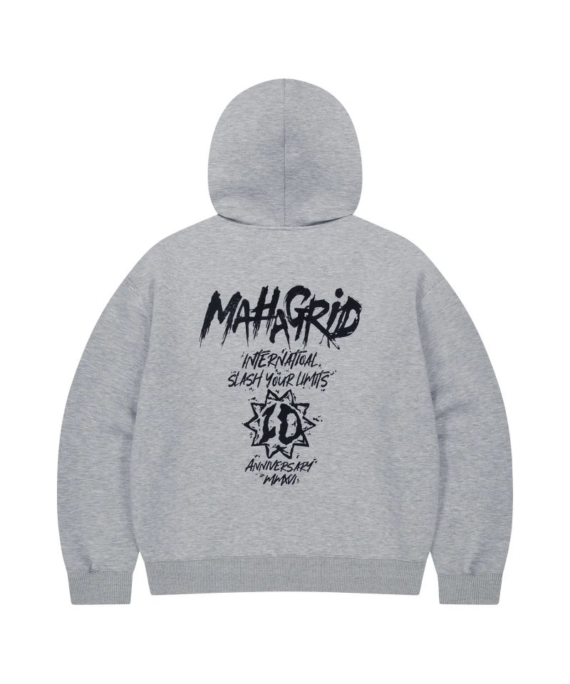 10TH SLASH NEOPRENE CROP ZIP UP HOODIE_GREY