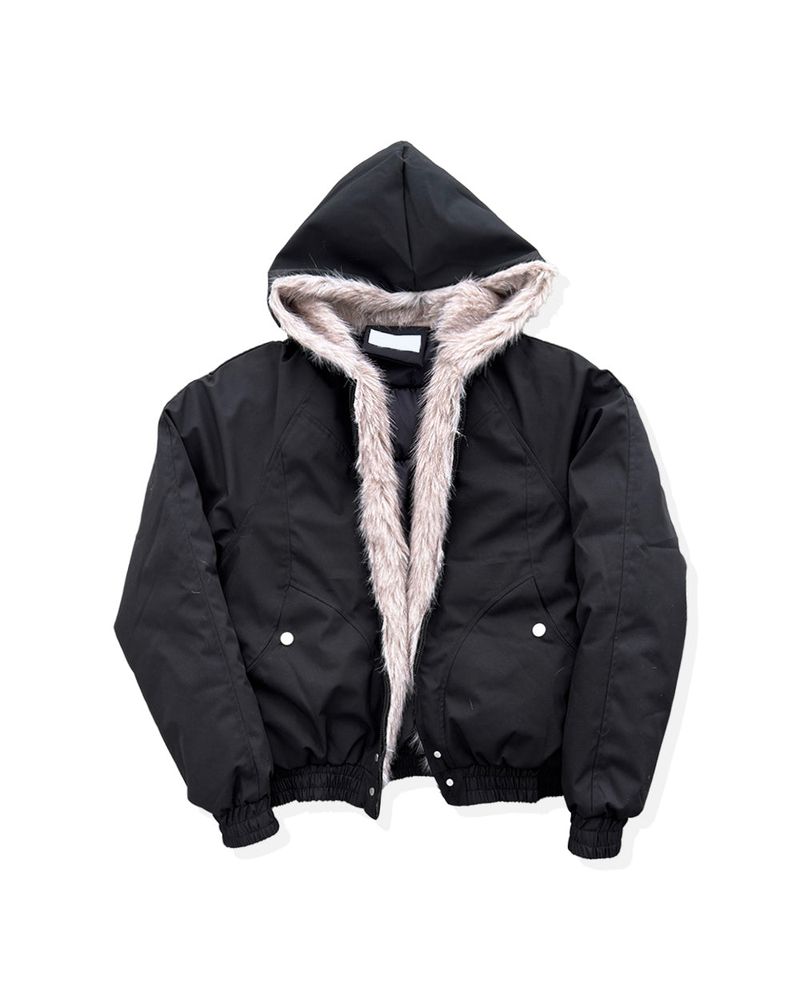 Helen Cropped Fur Hooded Jumper