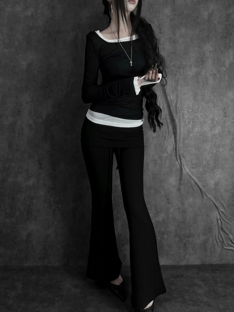 low-rise bootcut folding pants (2color)