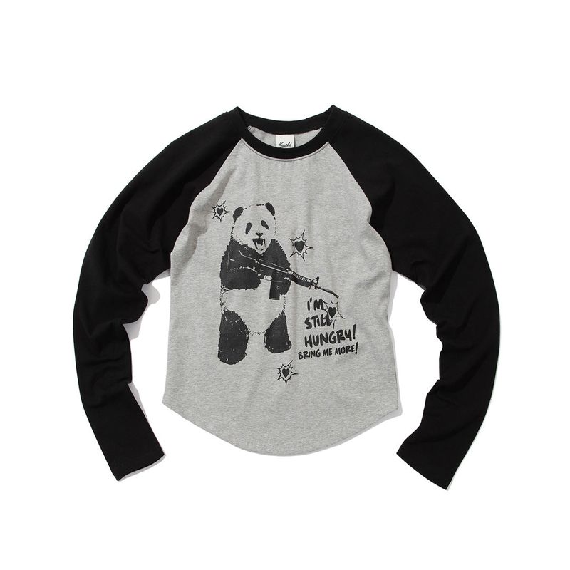KRUCHI(クルチ)の「HUNGRY PANDA Raglan long-sleeved (GRAY)(Tops)」