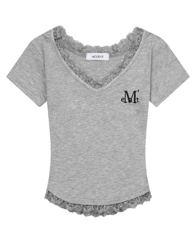 SUNNIOR LACE V-NECK HALF T (6Color)