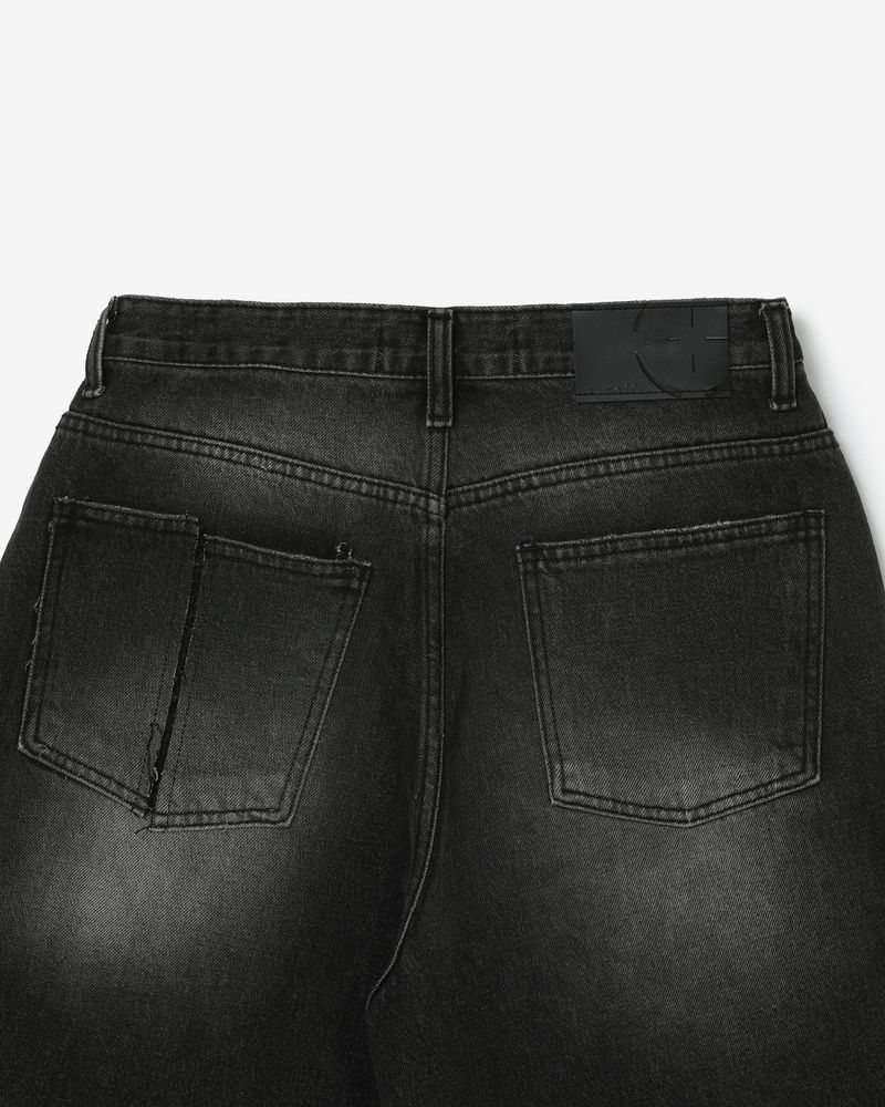 bermuda half denim pants [ BLACK ]