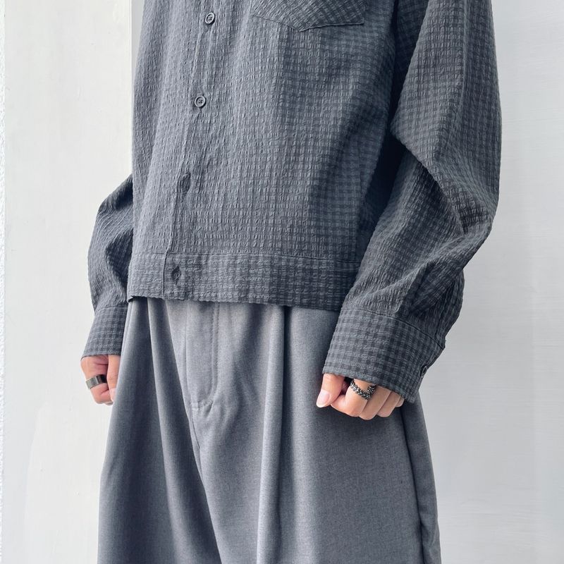 Textured Cropped Shirt
