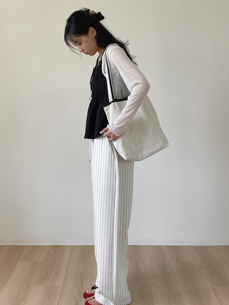 Stool Stripe Banding Wide Pants
