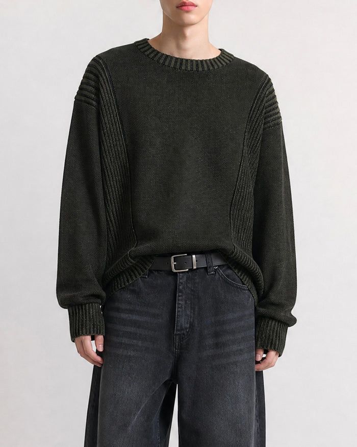 (UNISEX) Two-Tone Round Knit