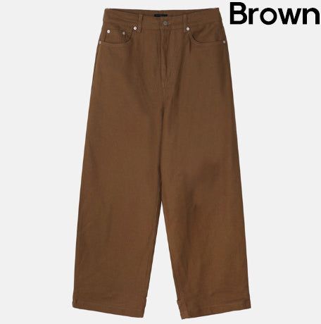 Back Button Wide Cotton Pants