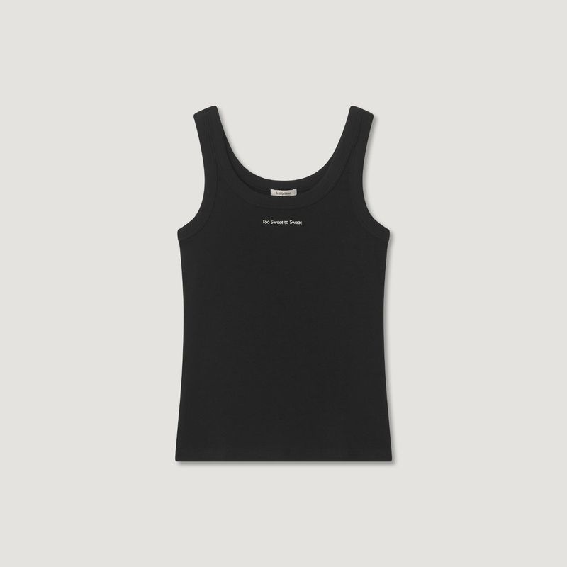 Ribbed Jersey Lettering Sleeveless T-shirt
