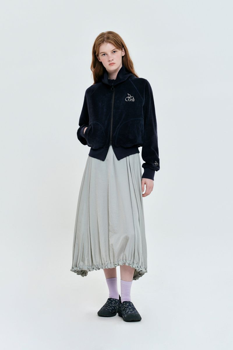 CHERRY TERRY HIGH NECK ZIP UP [DARK NAVY]