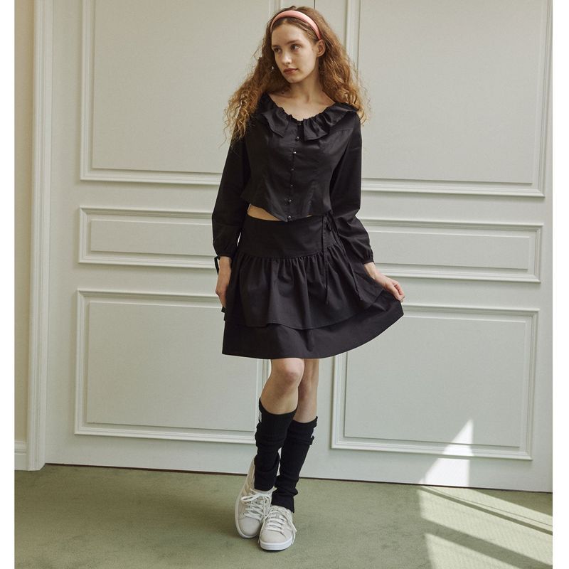 Droplet ruffle skirt (black)