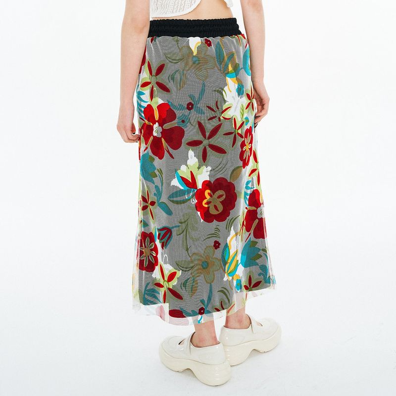 Summer Mesh Sweat Skirt [White Butterfly]