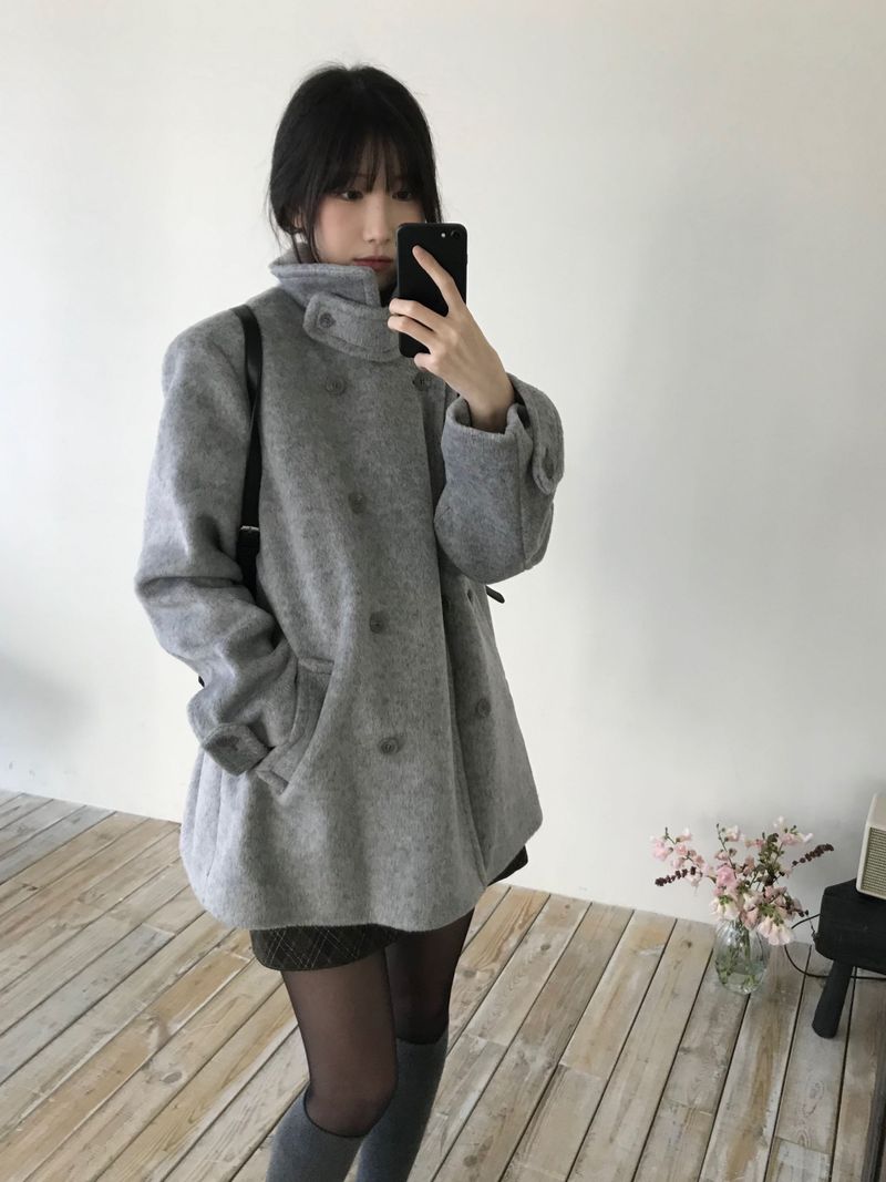 High-neck double coat (2 colors)