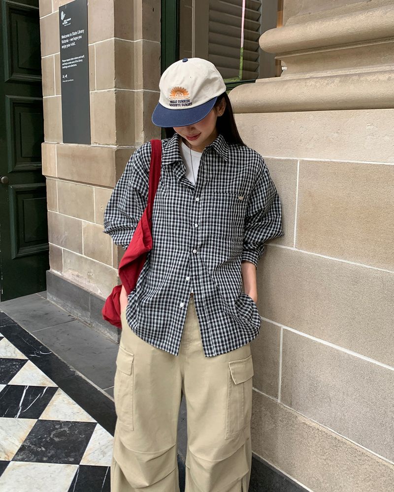 [ORIGINAL] Burnett Seersucker Check Oversized Shirt