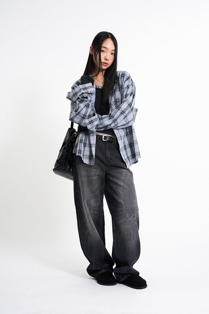Lucent pigment over check shirt