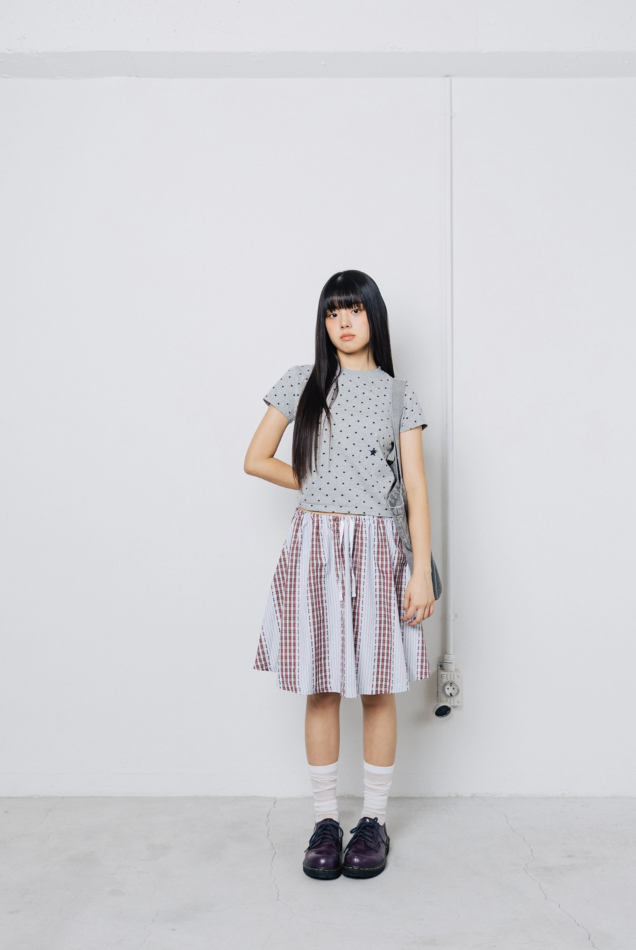 Check Twister Star Skirt - Stripe Red