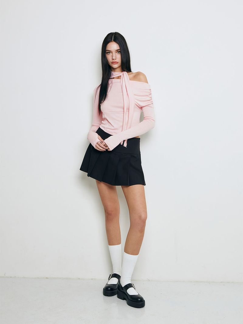 Shirring scarf tshirt (Pink)