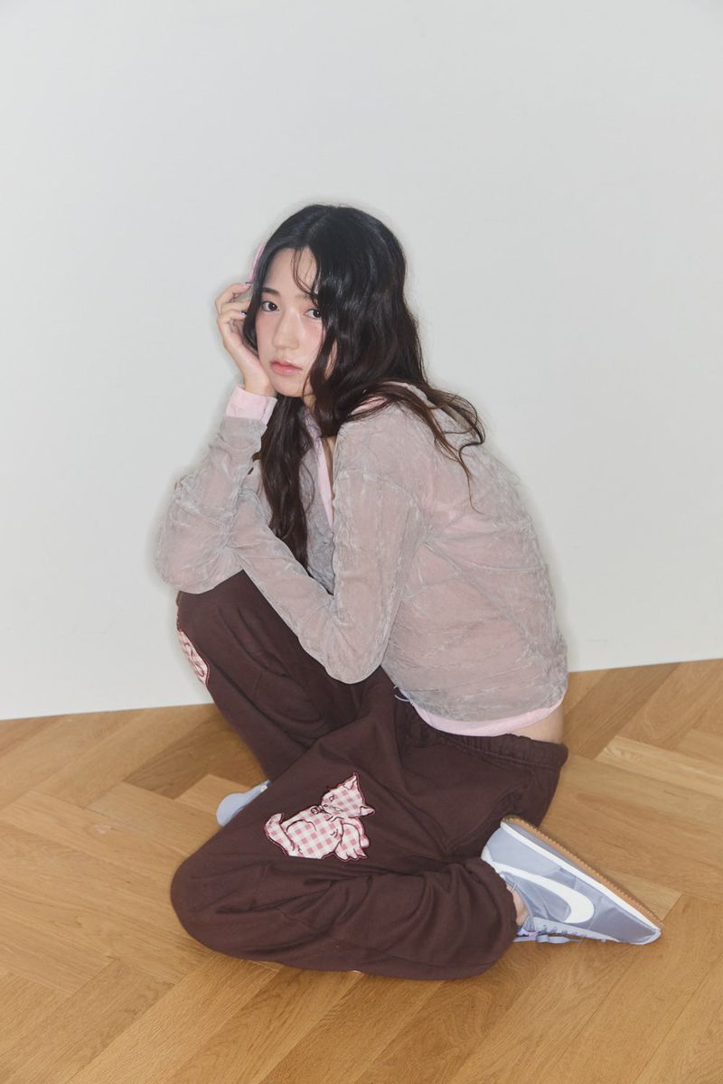KIRING CHECK PATCH SWEAT PANTS (BROWN)