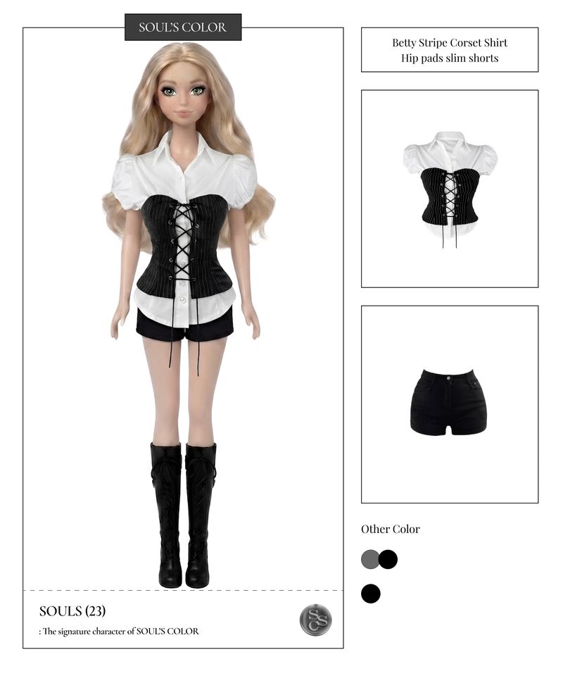 Betty Stripe Corset Shirt (2color)