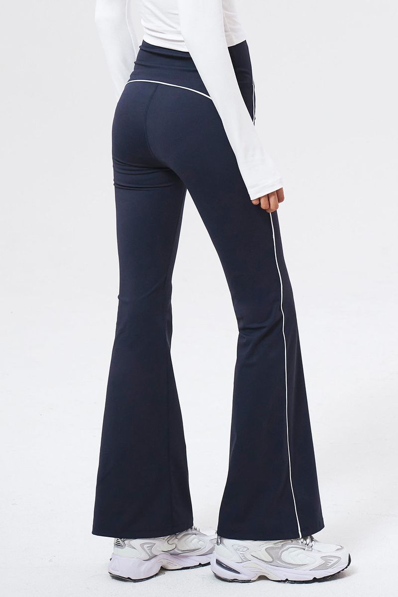 Womens Support Piping Bootcut Leggings Navy