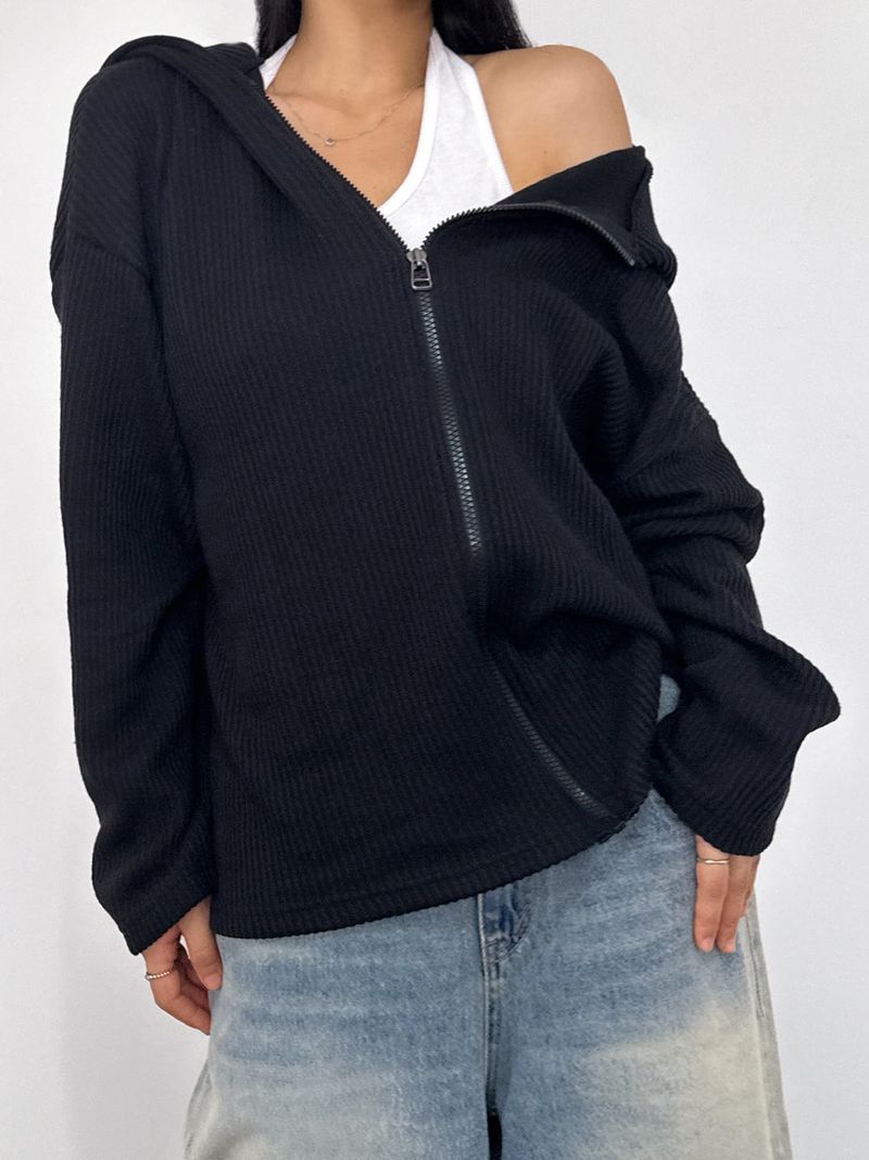 [UNISEX] BASIC OVERSIZED LOOSE BIG HOOD ZIP-UP - 2 COLOR
