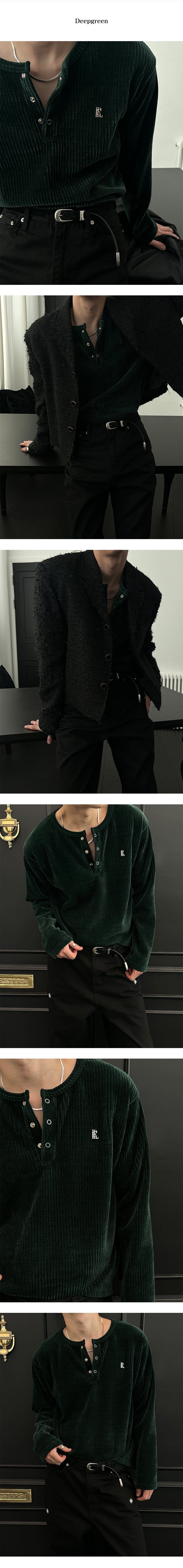 [MADE] Velvet golgi henry neck knit sleeves(3color)