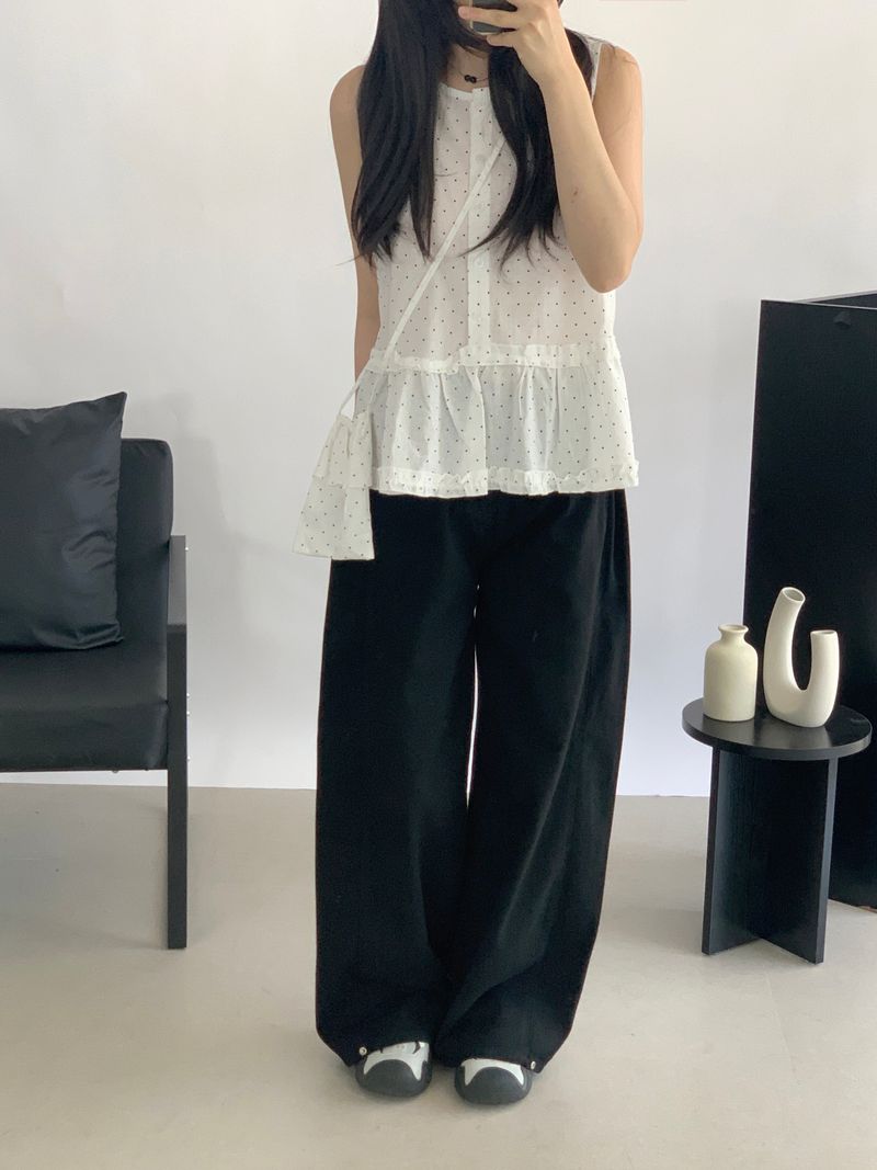 David Dot Frill Blouse Pouch Set