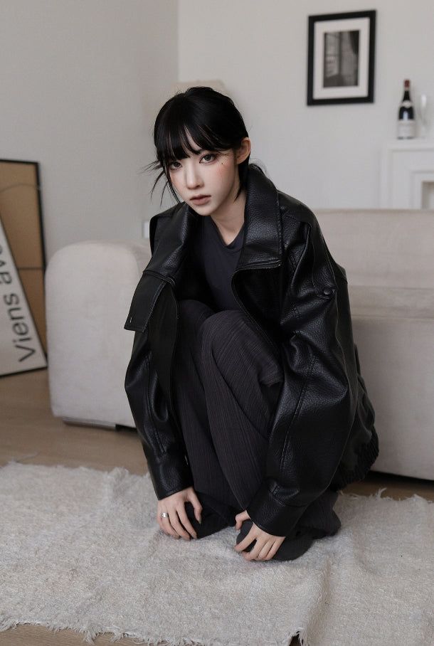 26SS★ [ EEUN MADE] Biker clip leather jumper