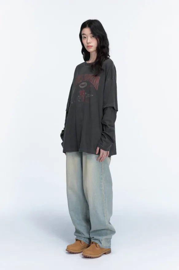 26FW★ Devil Bear Layered Pigment Long Sleeve