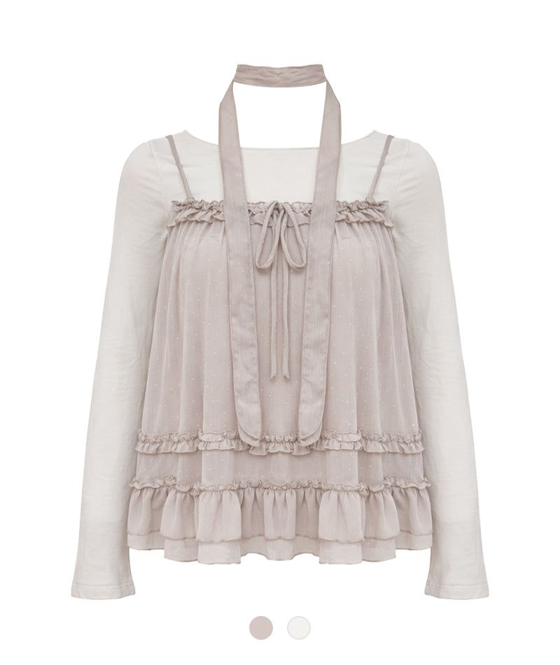 Cozy&Kitsch(コージーアンドキッチ)の「Eve Dot Layered Frill Top Set(Tops)」