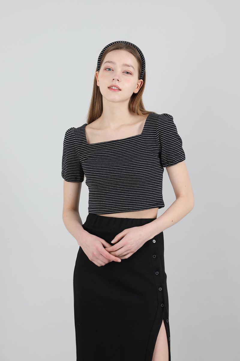 Stripe Puff T-shirt Black