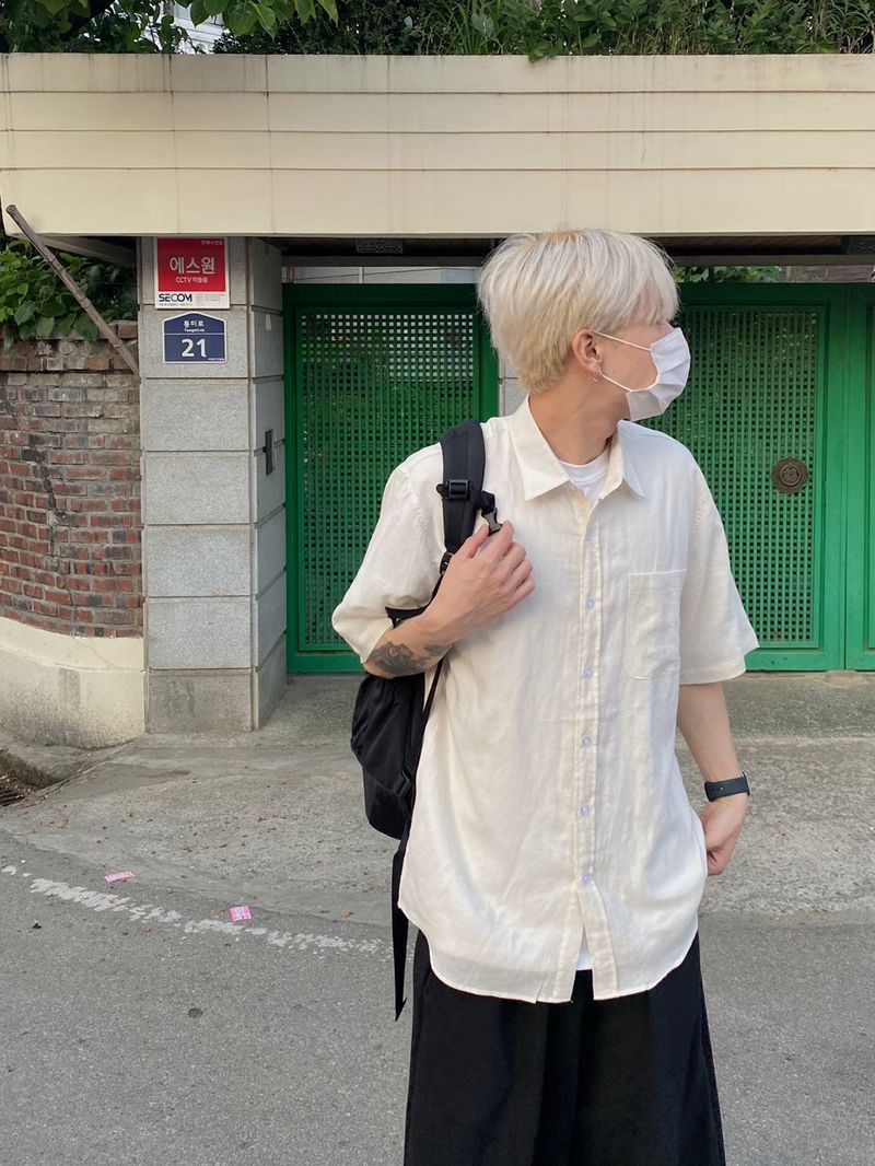 Basic linen short sleeve shirt 4C