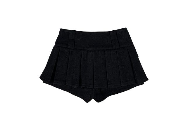 Elda Wool Belt Pleated Mini Skirt