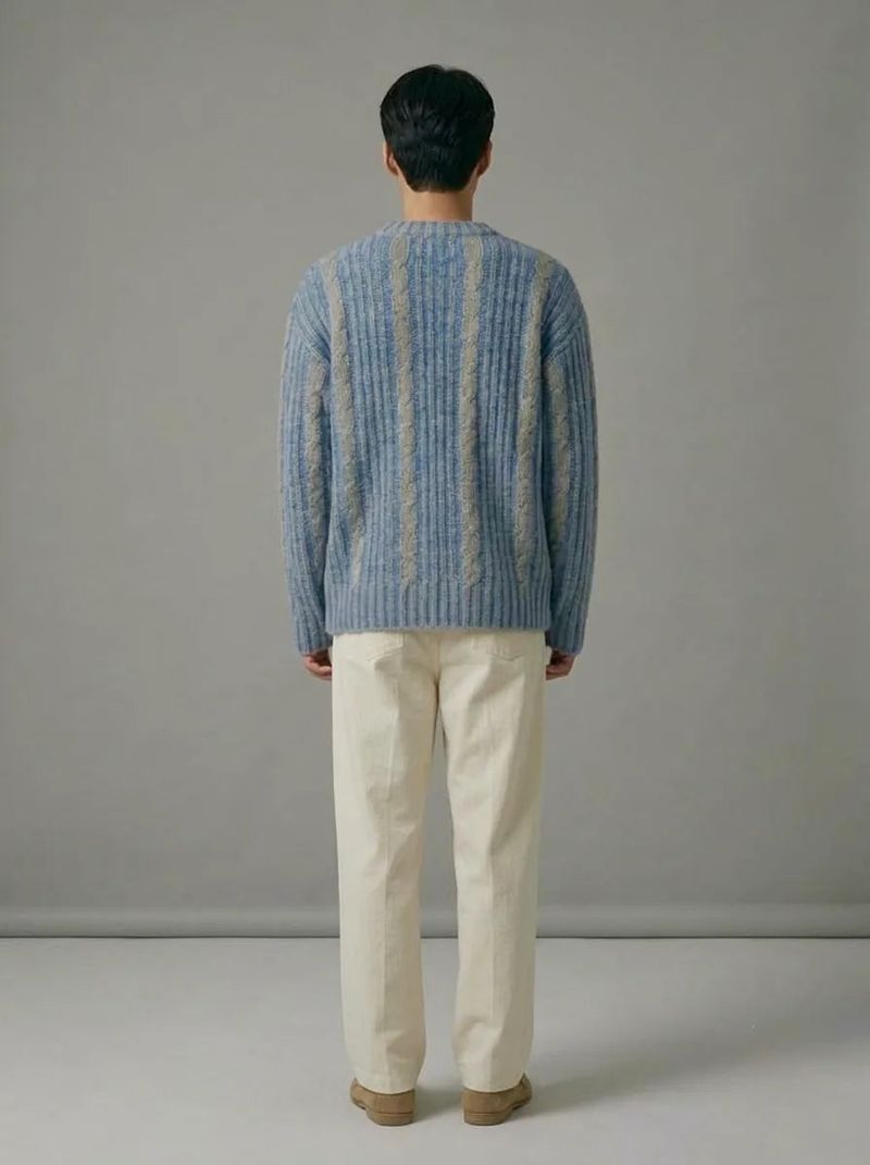 Light Blue&Grey Twist Knit