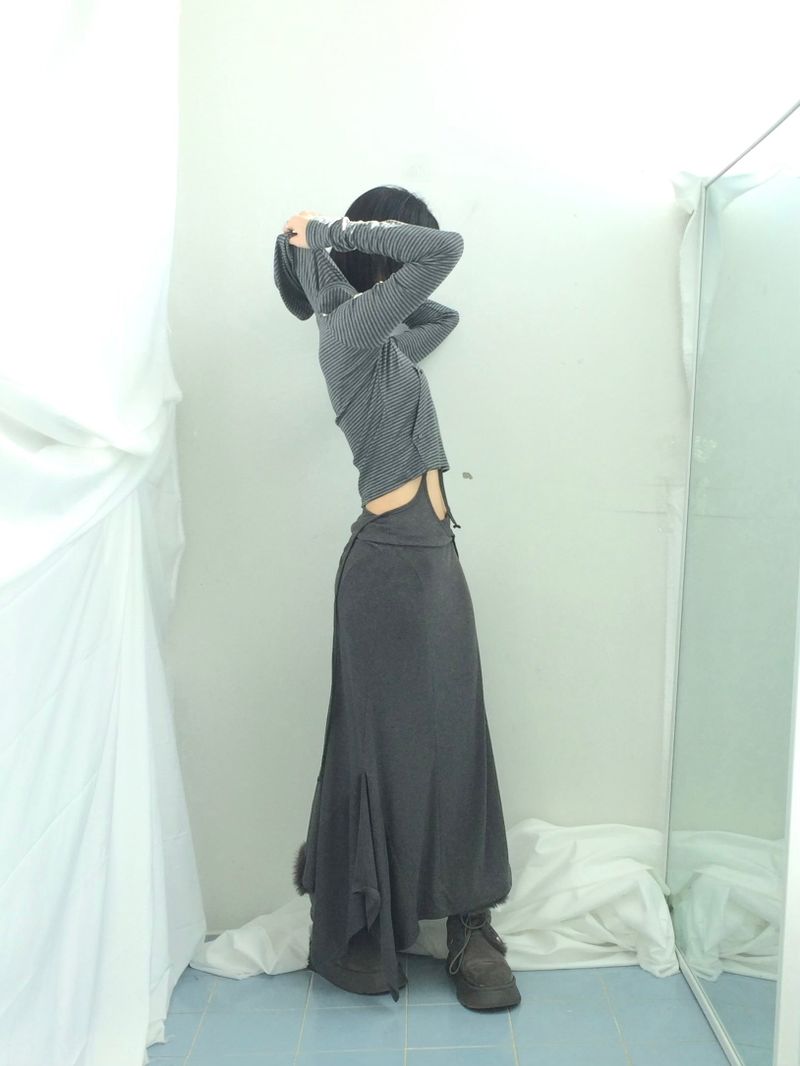 double-strap draped long dress