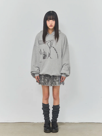 CAT GIRL HOODIE - GRAY