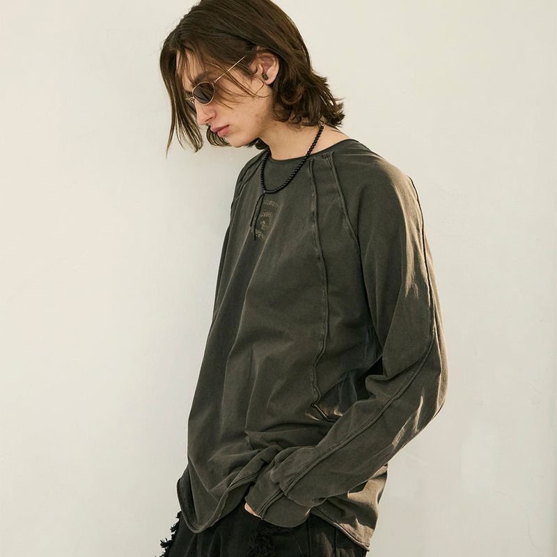 Sserpe(セルぺ)の「Raw Pigment Finger Hole Long Sleeve T Charcoal(Tops)」