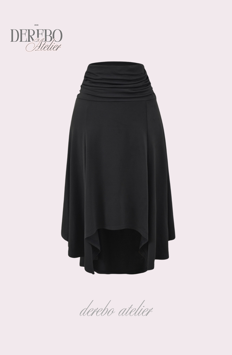 mood fit unbalanced midi long skirt