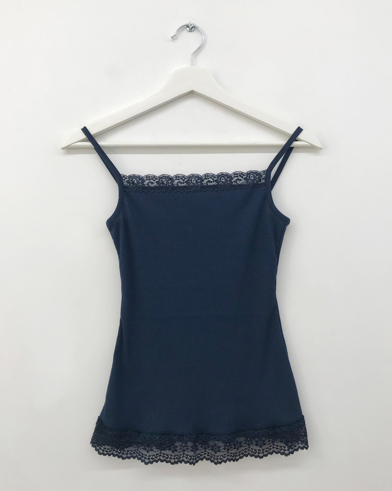 Drop ribbed lace sleeveless top (7color) 