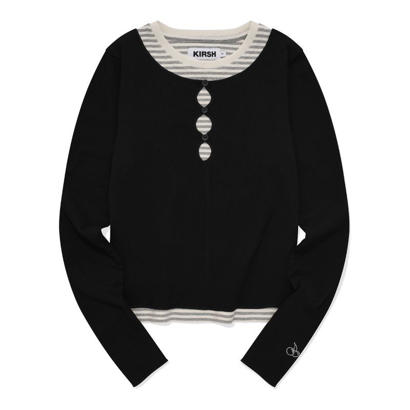 BOHEMIAN LAYERED SLIM LONG SLEEVE [BLACK]