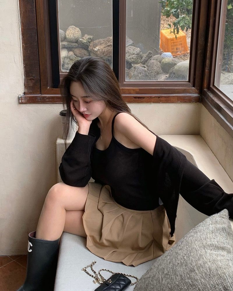 [MADE] Bali, see-through camisole cardigan setup