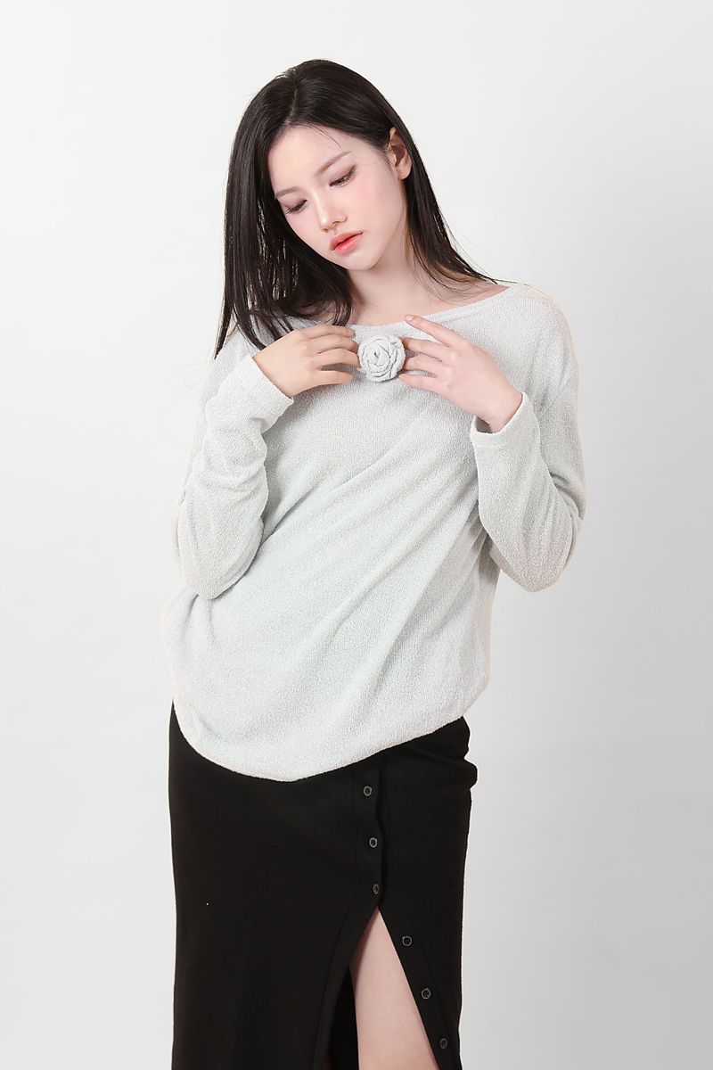 Loose Fit Corsage Knit Mint