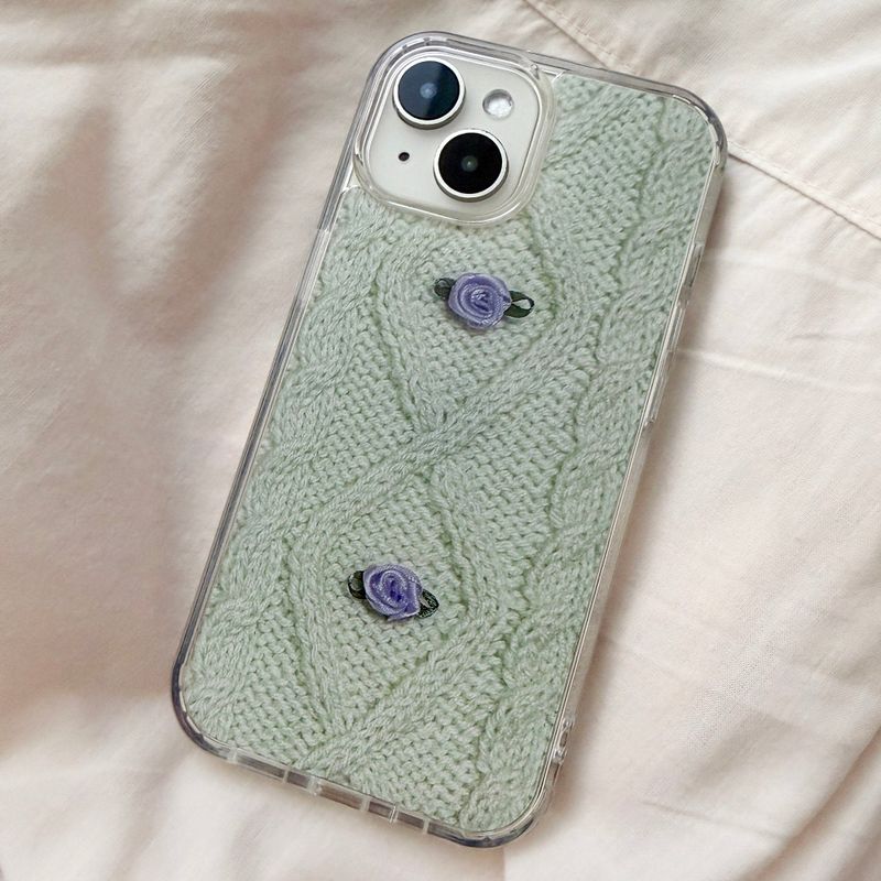 DELPHIN(デルフィン)の「RIBBON ROSE KNIT HARD JELL CASE _ MINT(Smartphone Accessories)」