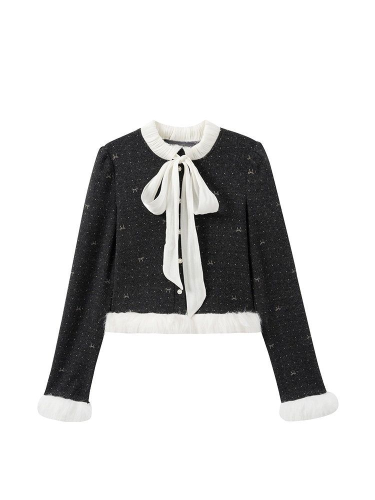 Karina Fur Ribbon Cardigan