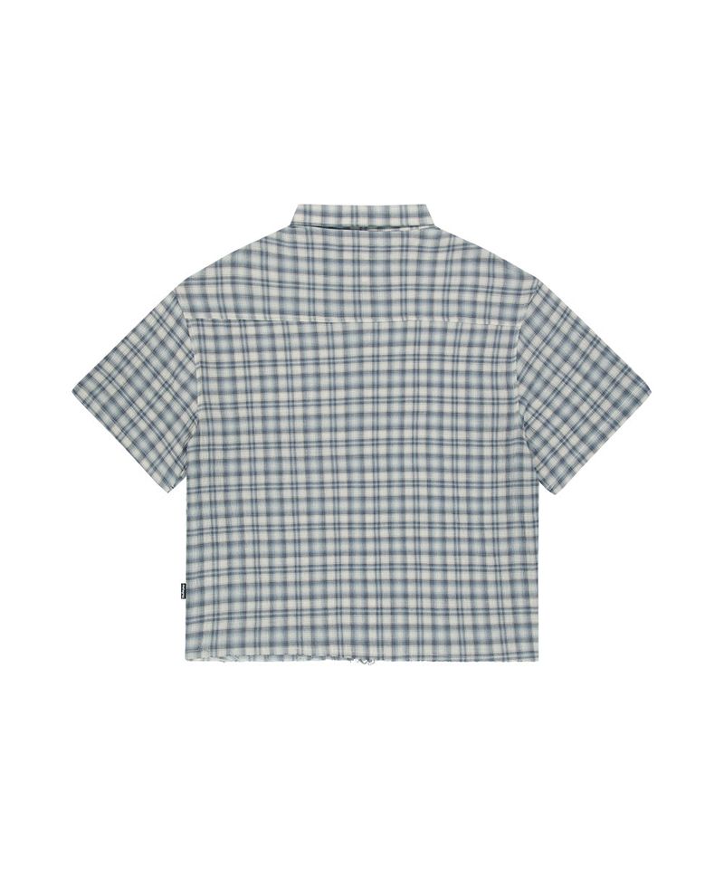 CHECK APPLIQUE HALF SHIRT